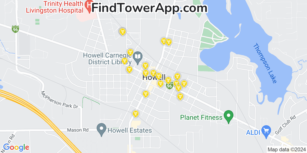 AT&T 4G/5G cell tower coverage map Howell, Michigan