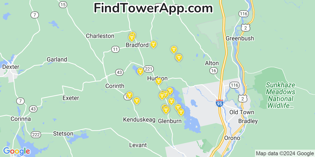 T-Mobile 4G/5G cell tower coverage map Hudson, Maine