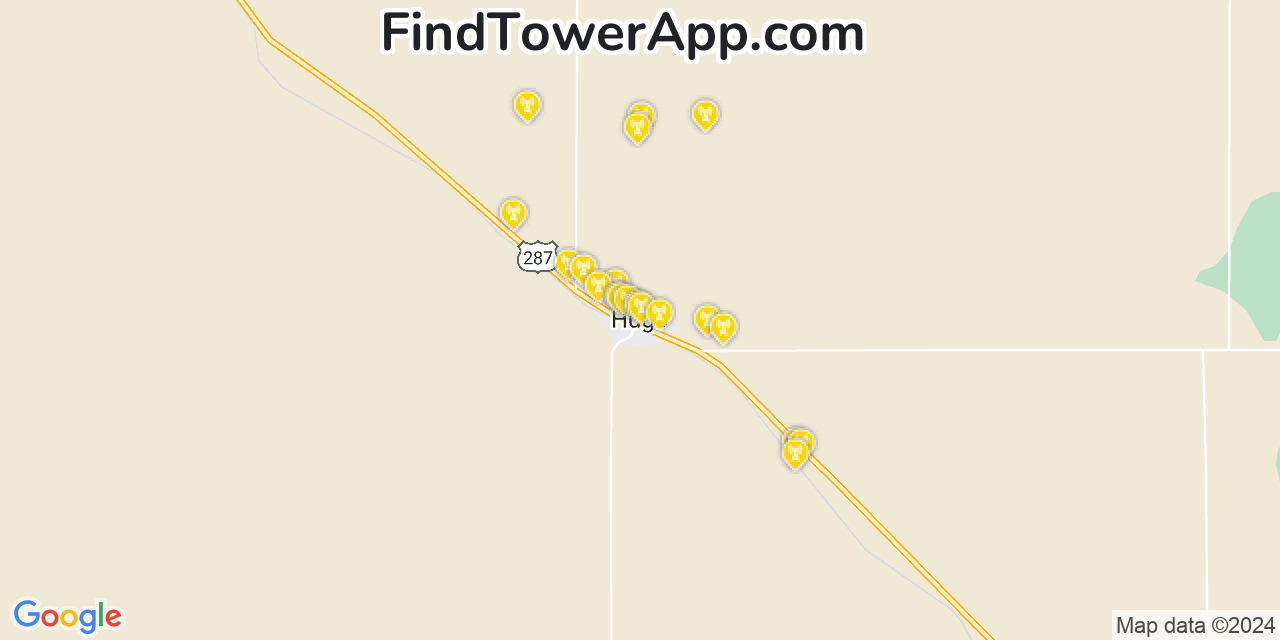 AT&T 4G/5G cell tower coverage map Hugo, Colorado