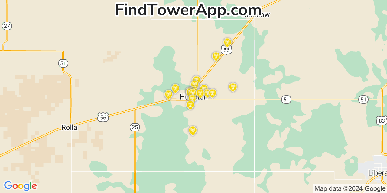 T-Mobile 4G/5G cell tower coverage map Hugoton, Kansas