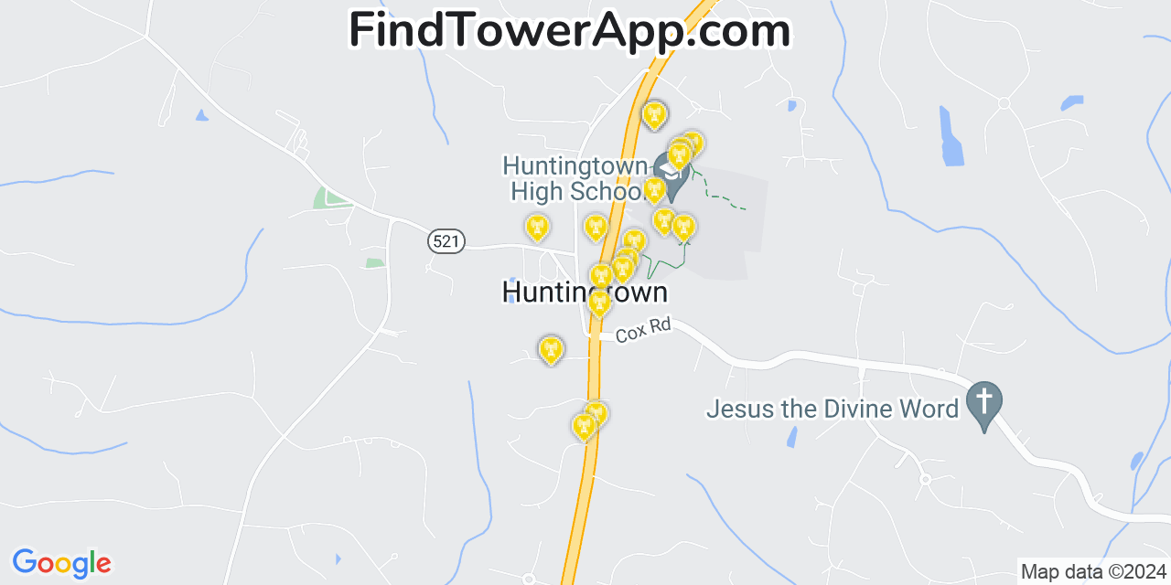 AT&T 4G/5G cell tower coverage map Huntingtown, Maryland