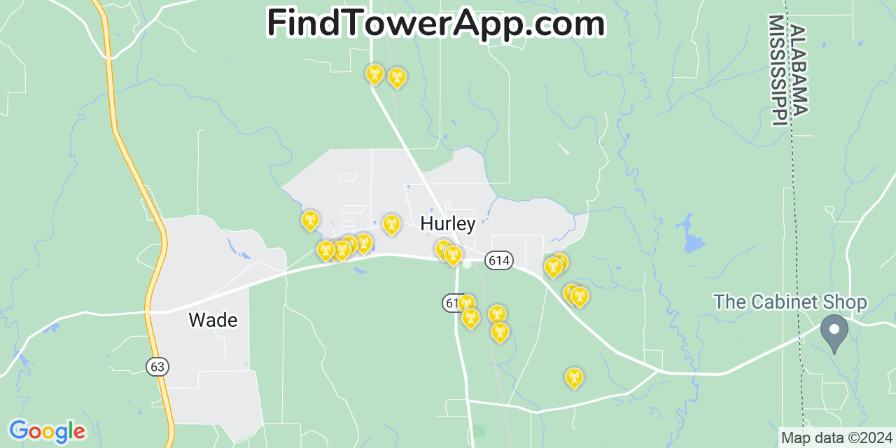 T-Mobile 4G/5G cell tower coverage map Hurley, Mississippi