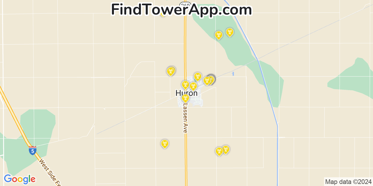 T-Mobile 4G/5G cell tower coverage map Huron, California