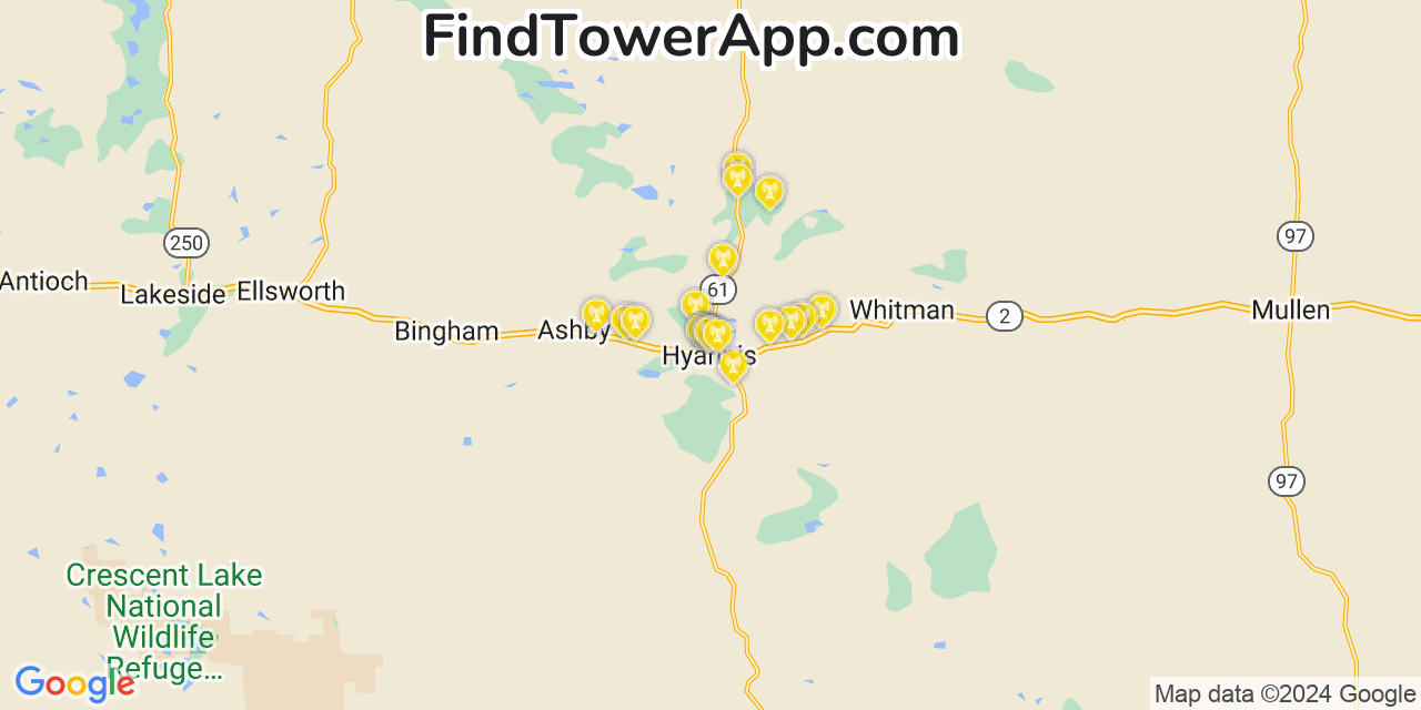 T-Mobile 4G/5G cell tower coverage map Hyannis, Nebraska