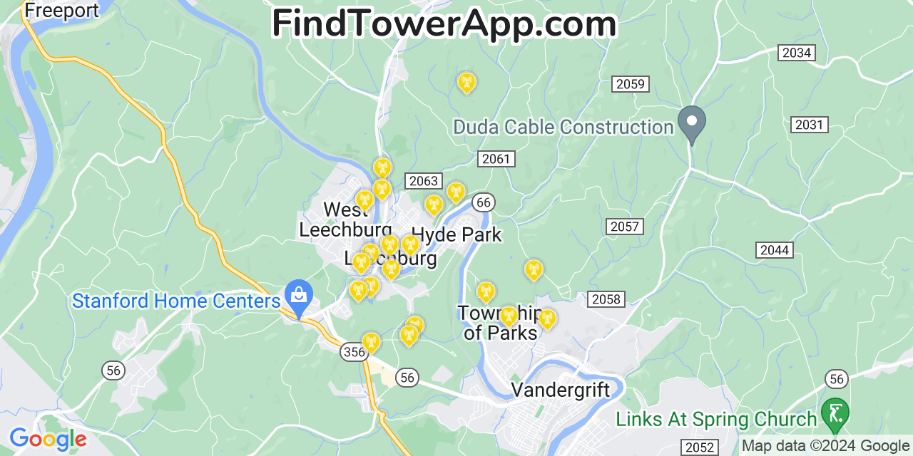 AT&T 4G/5G cell tower coverage map Hyde Park, Pennsylvania