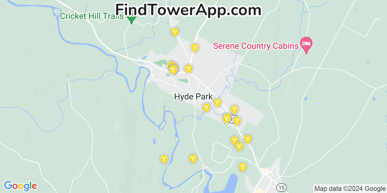 Verizon 4G/5G cell tower coverage map Hyde Park, Vermont