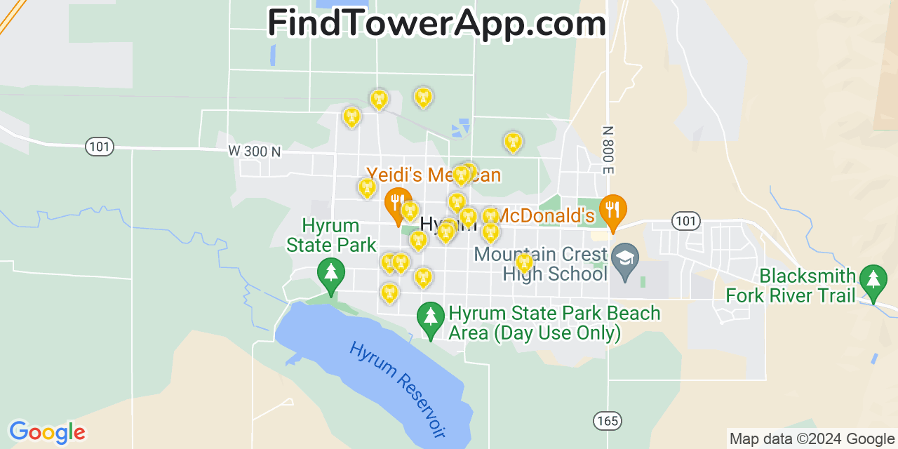 T-Mobile 4G/5G cell tower coverage map Hyrum, Utah