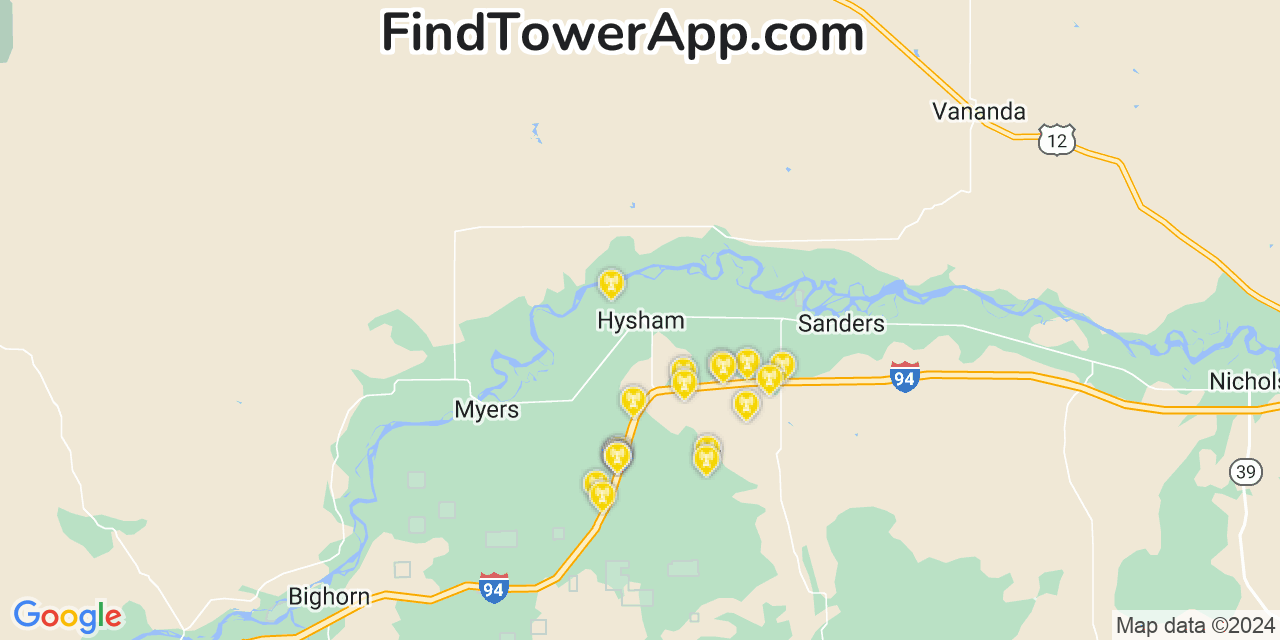 T-Mobile 4G/5G cell tower coverage map Hysham, Montana