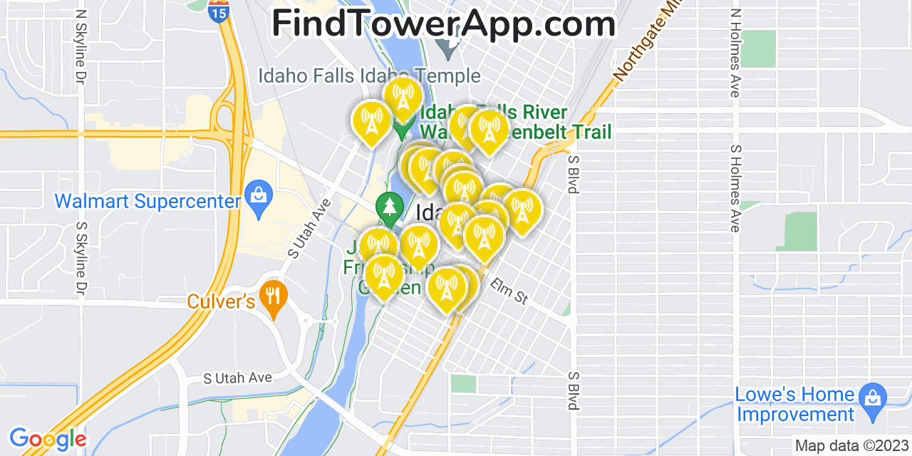 Verizon 4G/5G cell tower coverage map Idaho Falls, Idaho