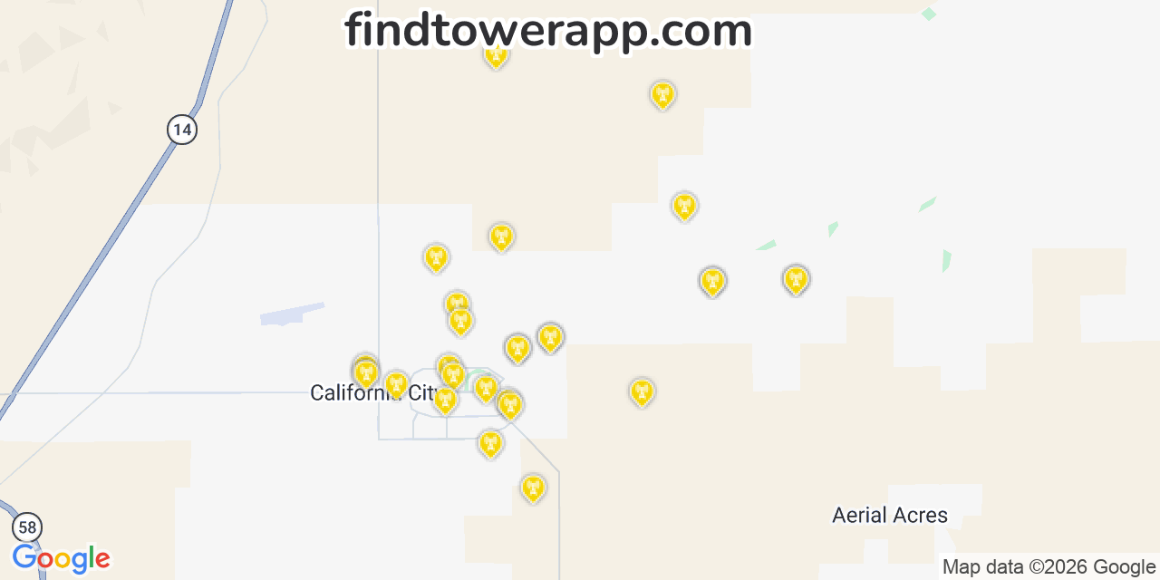 Map showing the 28 primary T-Mobile cell tower locations detected in Img, California with coverage radius and signal strength indicators