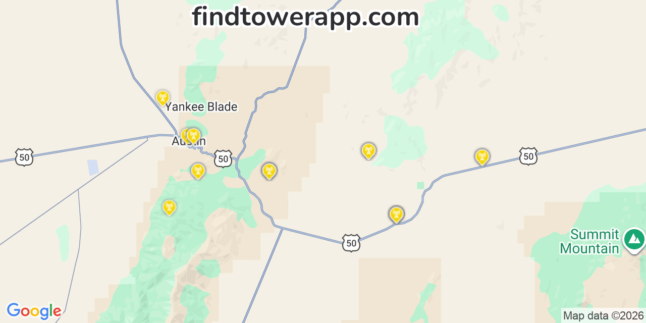 Map showing the 22 primary Verizon cell tower locations detected in Img, Nevada with coverage radius and signal strength indicators