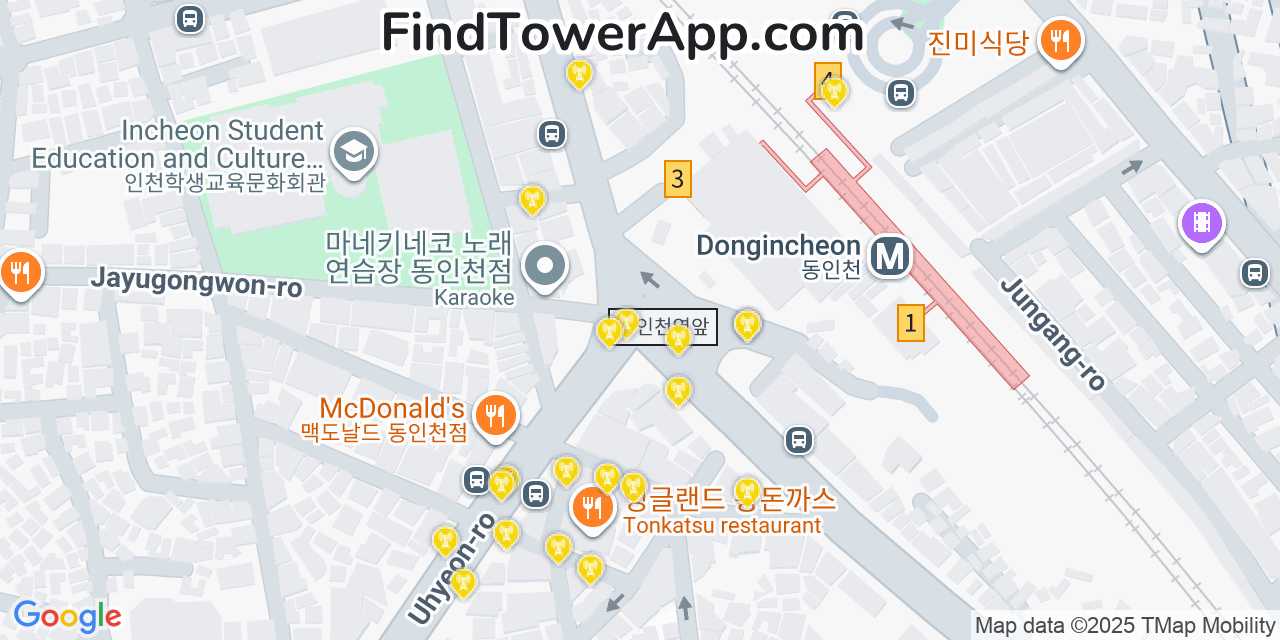 Incheon Cell Towers, South-Korea - FindTower App Coverage Maps