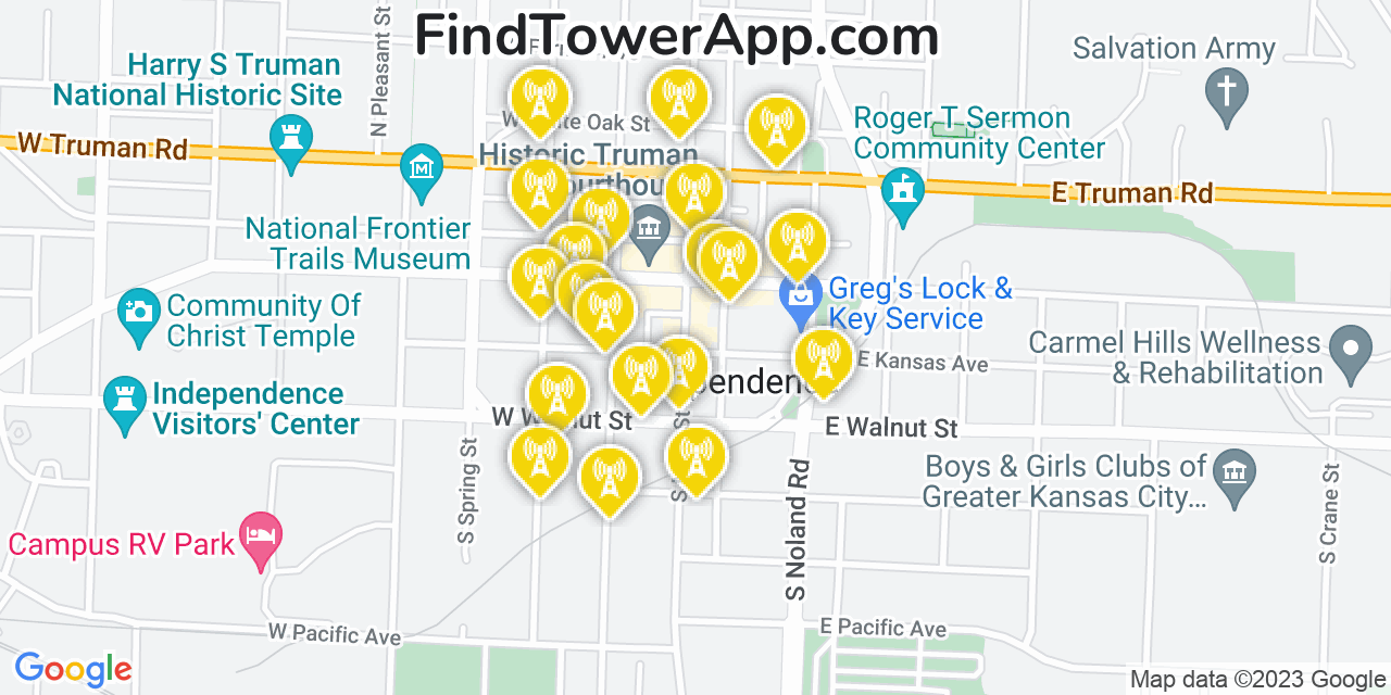 Verizon 4G/5G cell tower coverage map Independence, Missouri