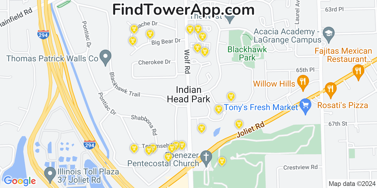 T-Mobile 4G/5G cell tower coverage map Indian Head Park, Illinois