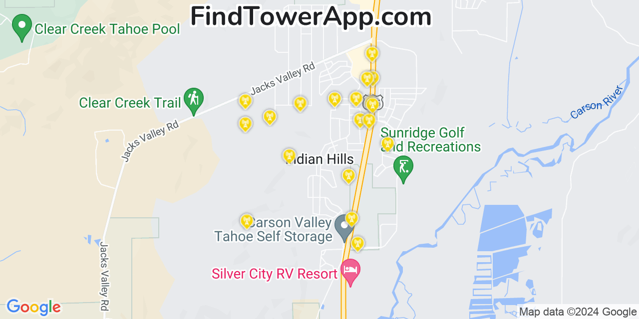 AT&T 4G/5G cell tower coverage map Indian Hills, Nevada