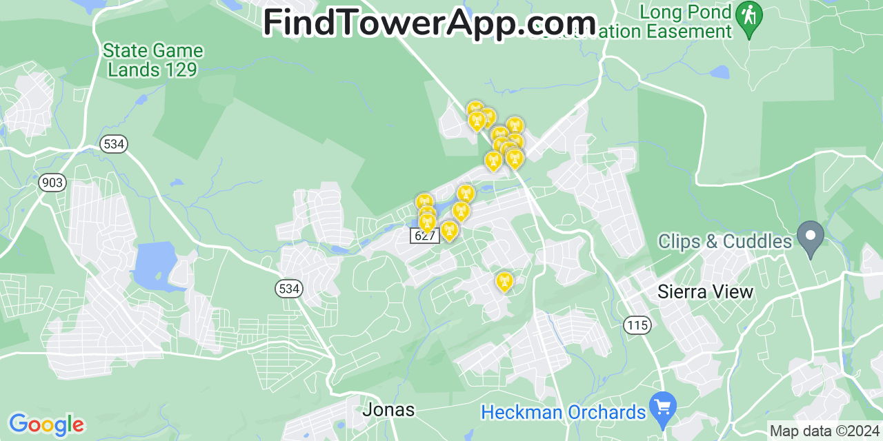 AT&T 4G/5G cell tower coverage map Indian Mountain Lake, Pennsylvania