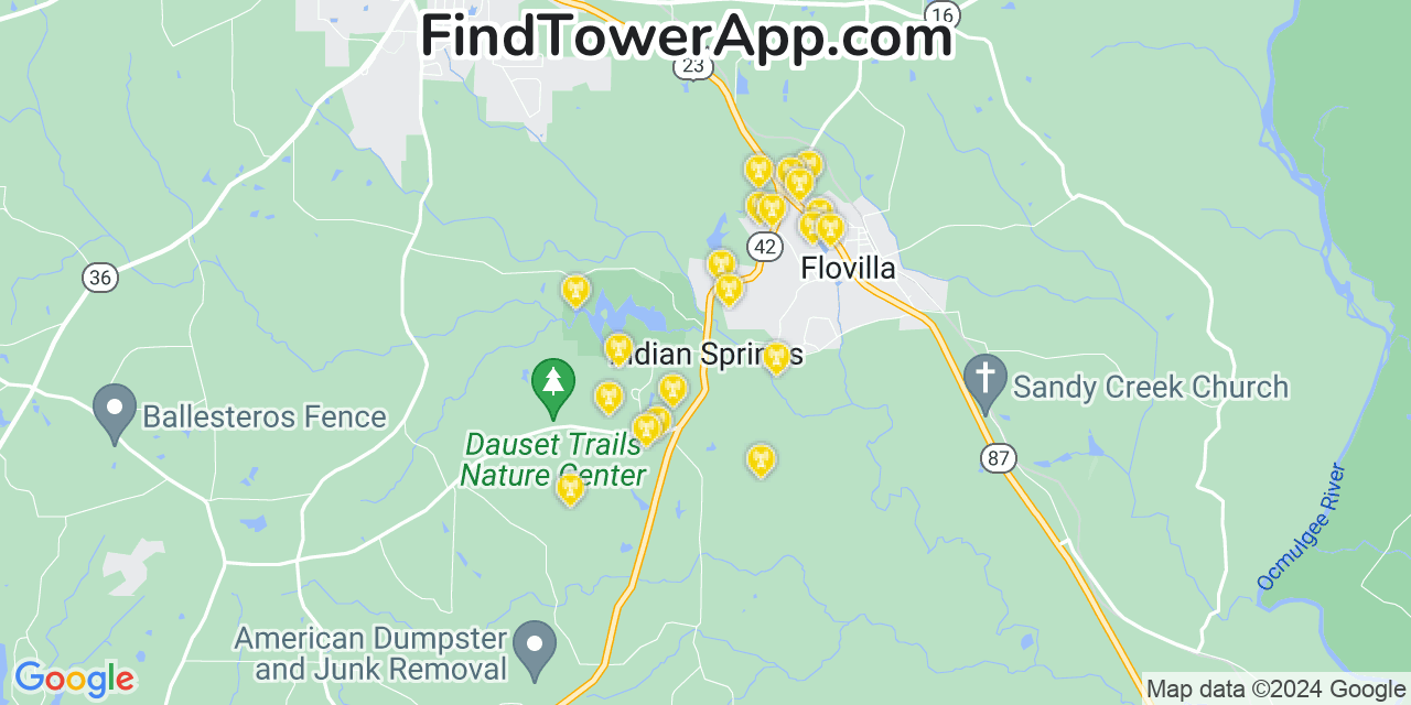 AT&T 4G/5G cell tower coverage map Indian Springs, Georgia