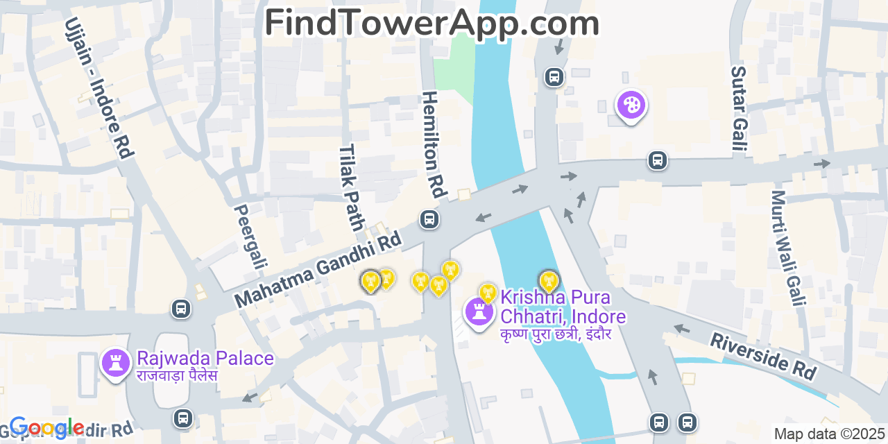 Indore Cell Towers, India - FindTower App Coverage Maps