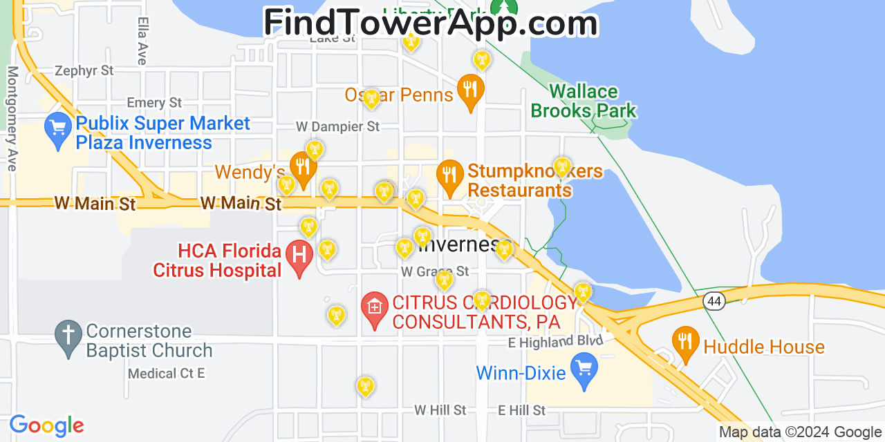 T-Mobile 4G/5G cell tower coverage map Inverness, Florida