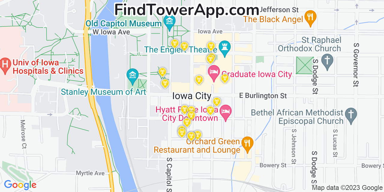 T-Mobile 4G/5G cell tower coverage map Iowa City, Iowa