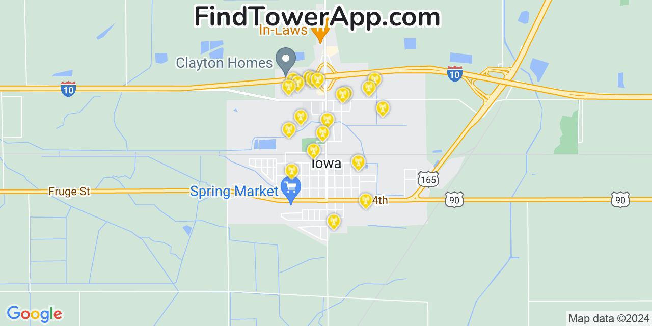 AT&T 4G/5G cell tower coverage map Iowa, Louisiana