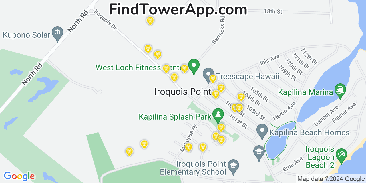 T-Mobile 4G/5G cell tower coverage map Iroquois Point, Hawaii