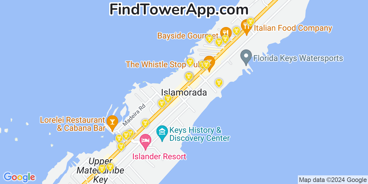 AT&T 4G/5G cell tower coverage map Islamorada, Florida