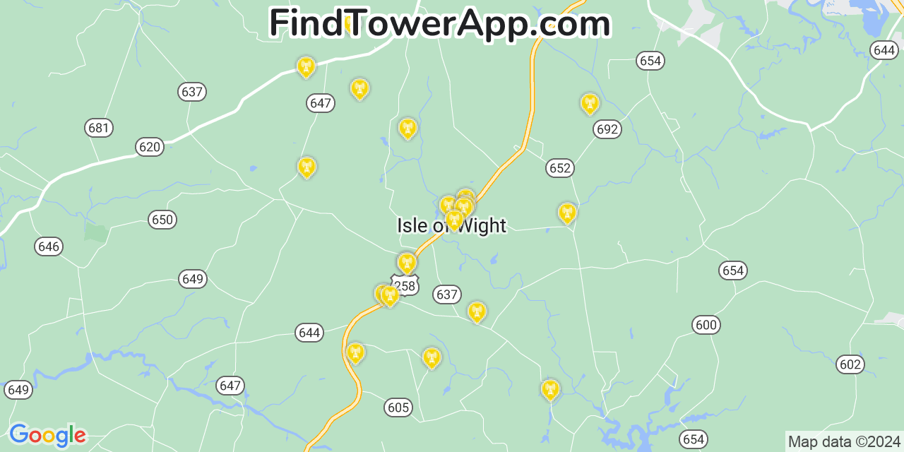 T-Mobile 4G/5G cell tower coverage map Isle of Wight, Virginia