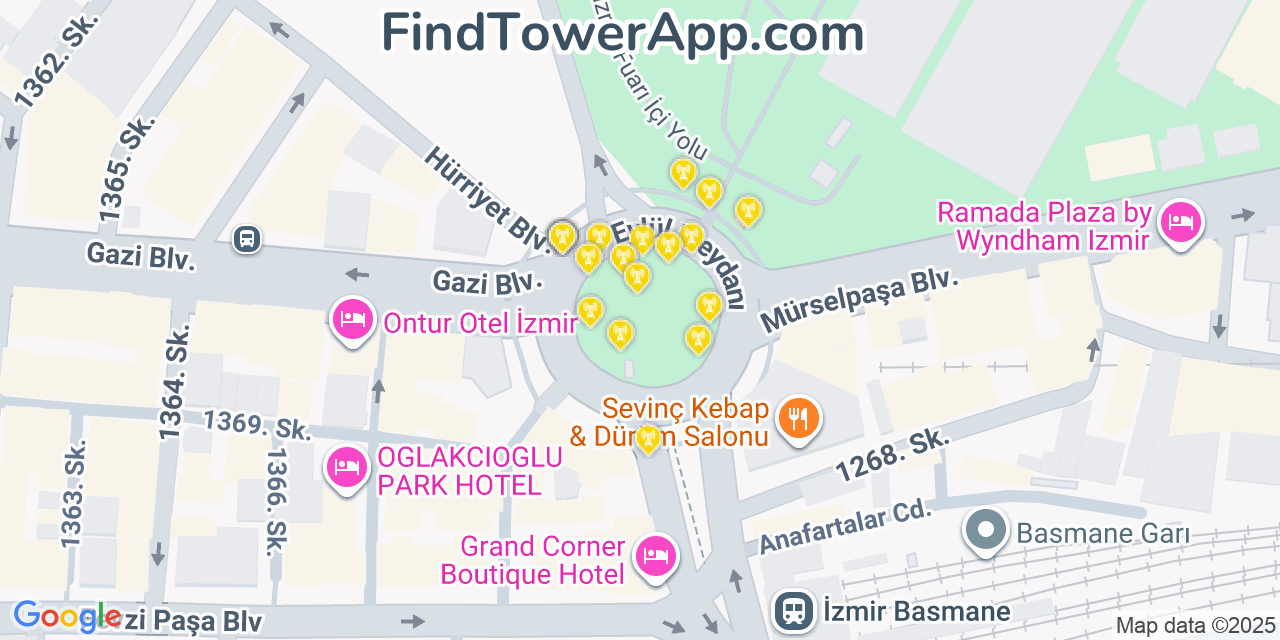 Izmir Cell Towers, Turkey - FindTower App Coverage Maps