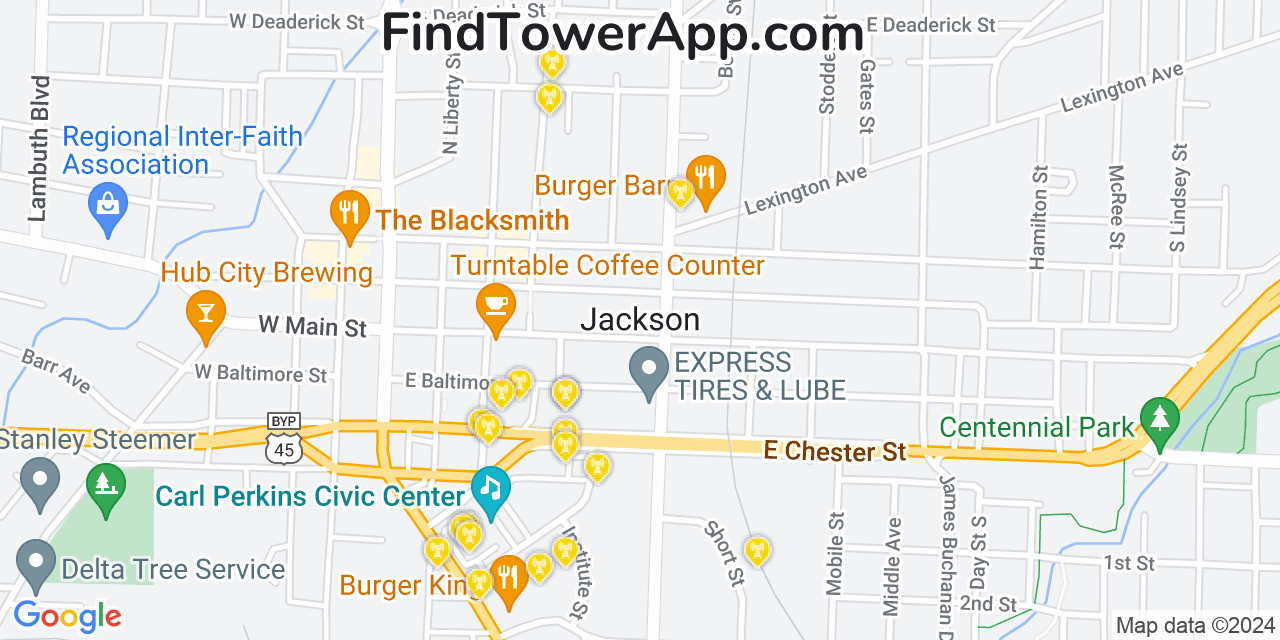 T-Mobile 4G/5G cell tower coverage map Jackson, Tennessee