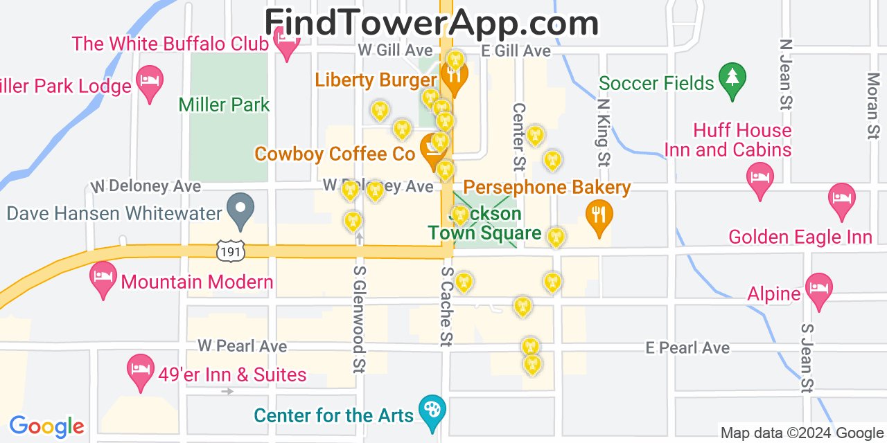 Verizon 4G/5G cell tower coverage map Jackson, Wyoming