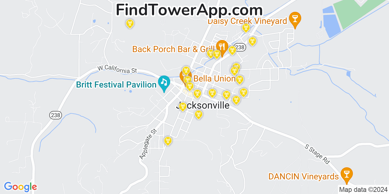 AT&T 4G/5G cell tower coverage map Jacksonville, Oregon