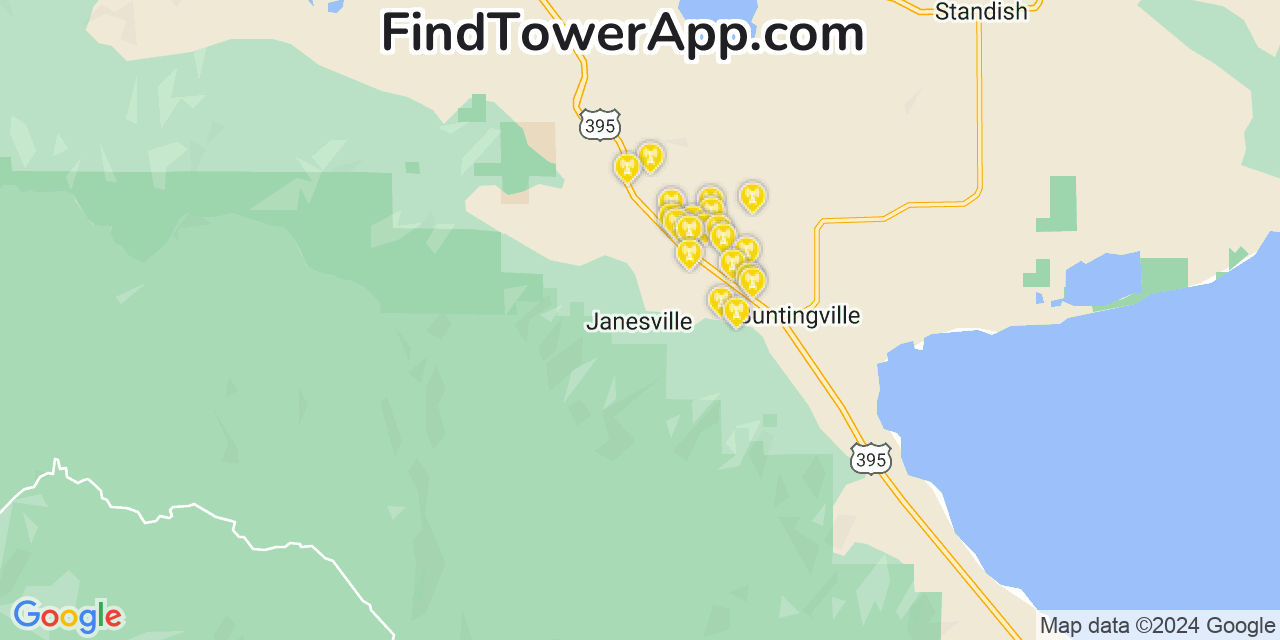 T-Mobile 4G/5G cell tower coverage map Janesville, California