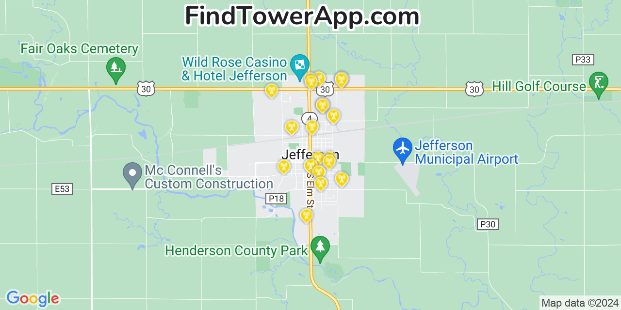 T-Mobile 4G/5G cell tower coverage map Jefferson, Iowa