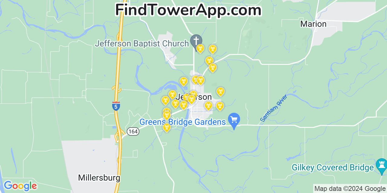 AT&T 4G/5G cell tower coverage map Jefferson, Oregon