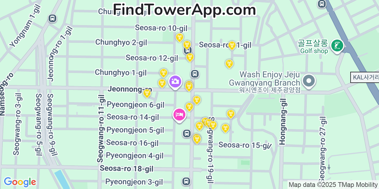 Jeju-City Cell Towers, South-Korea - FindTower App Coverage Maps