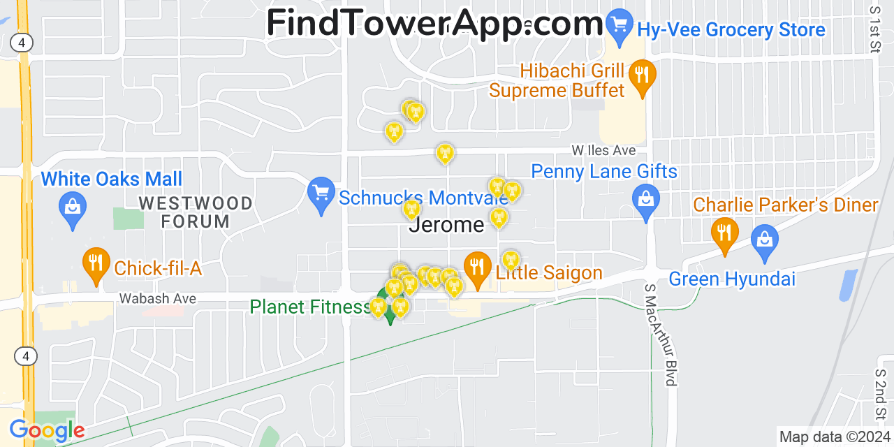 T-Mobile 4G/5G cell tower coverage map Jerome, Illinois