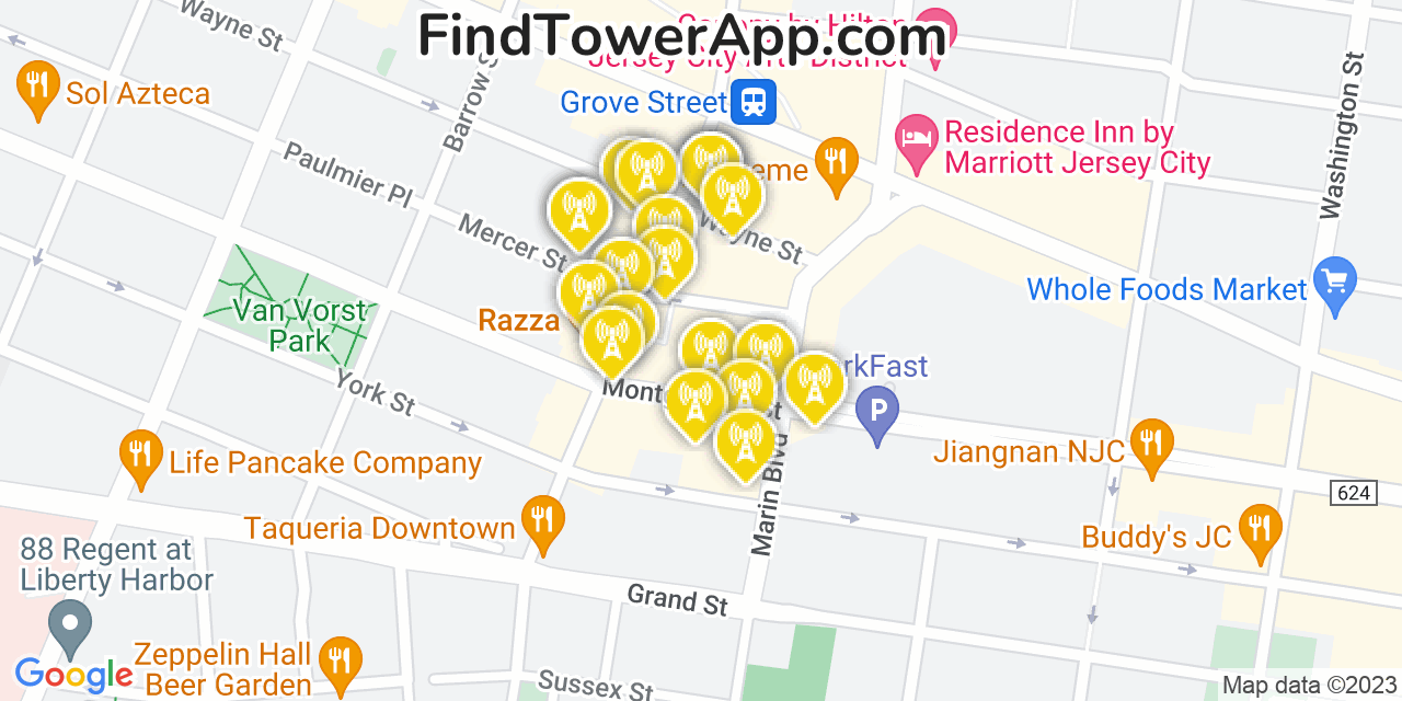 Jersey City New Jersey Cell Tower Coverage Map