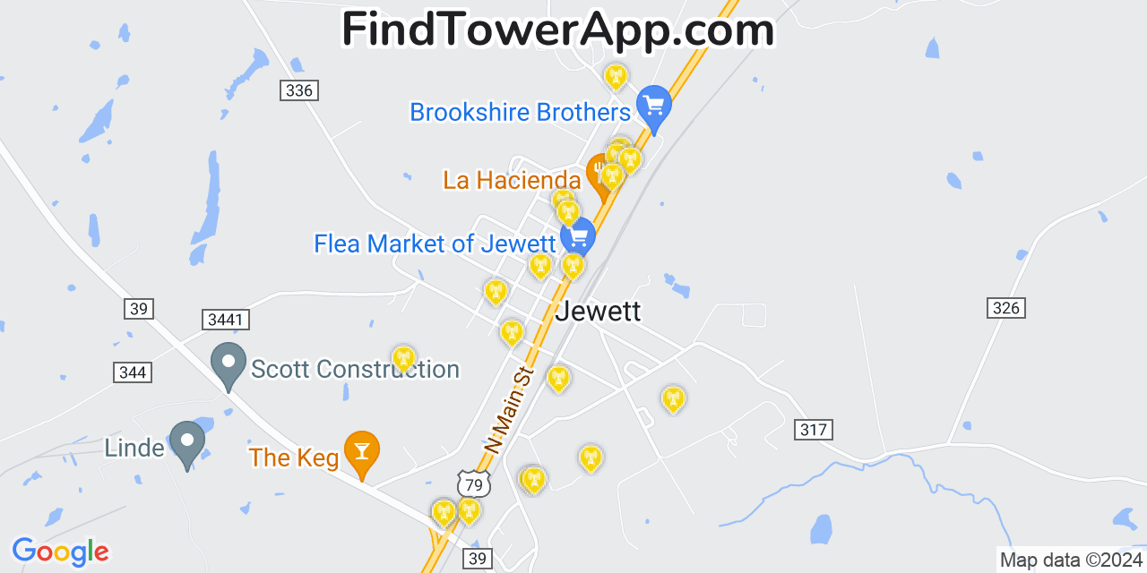Verizon 4G/5G cell tower coverage map Jewett, Texas