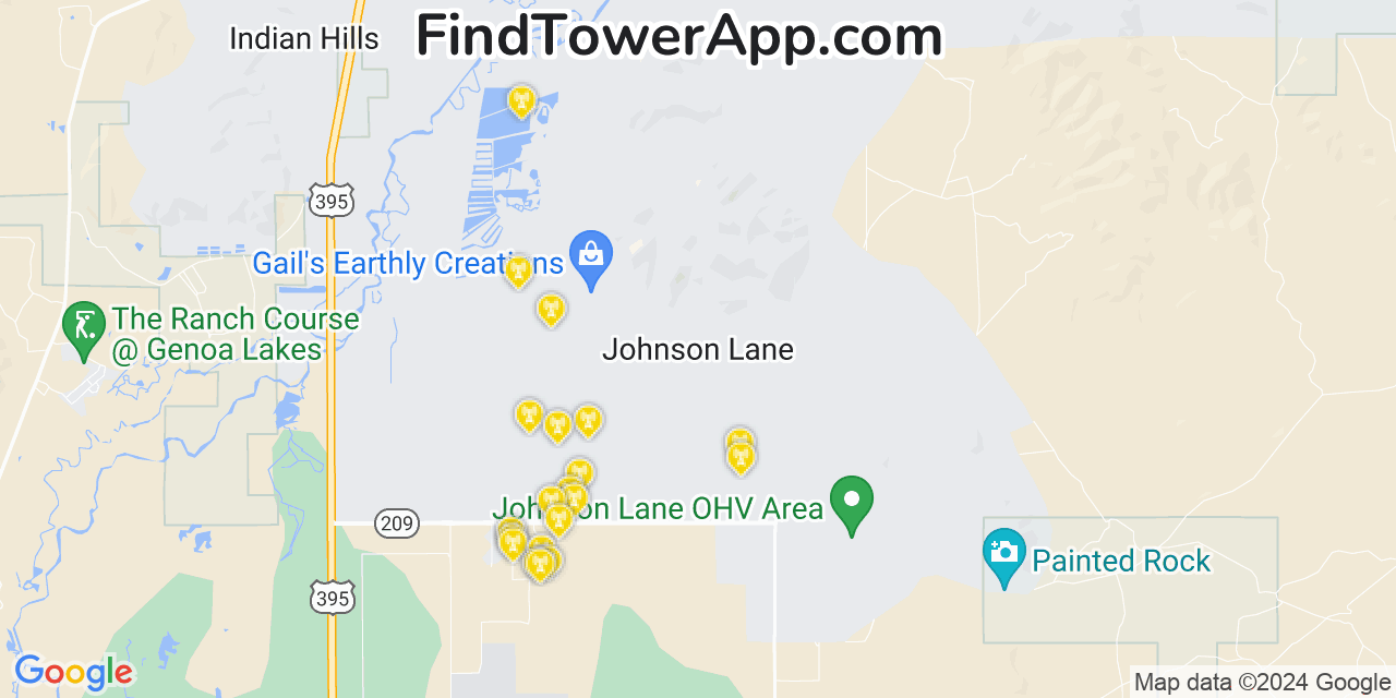 T-Mobile 4G/5G cell tower coverage map Johnson Lane, Nevada