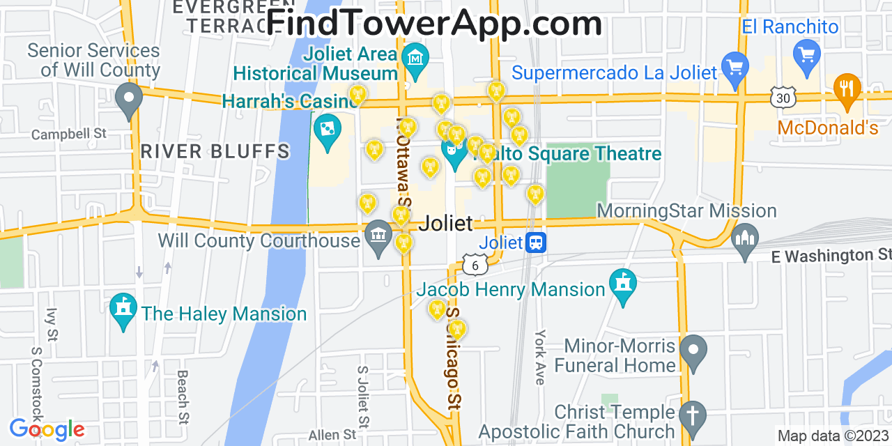 T-Mobile 4G/5G cell tower coverage map Joliet, Illinois