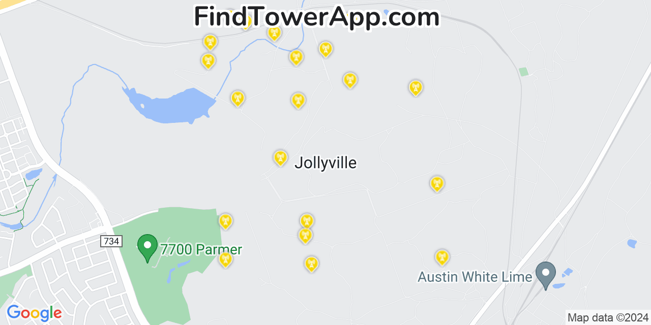 AT&T 4G/5G cell tower coverage map Jollyville, Texas