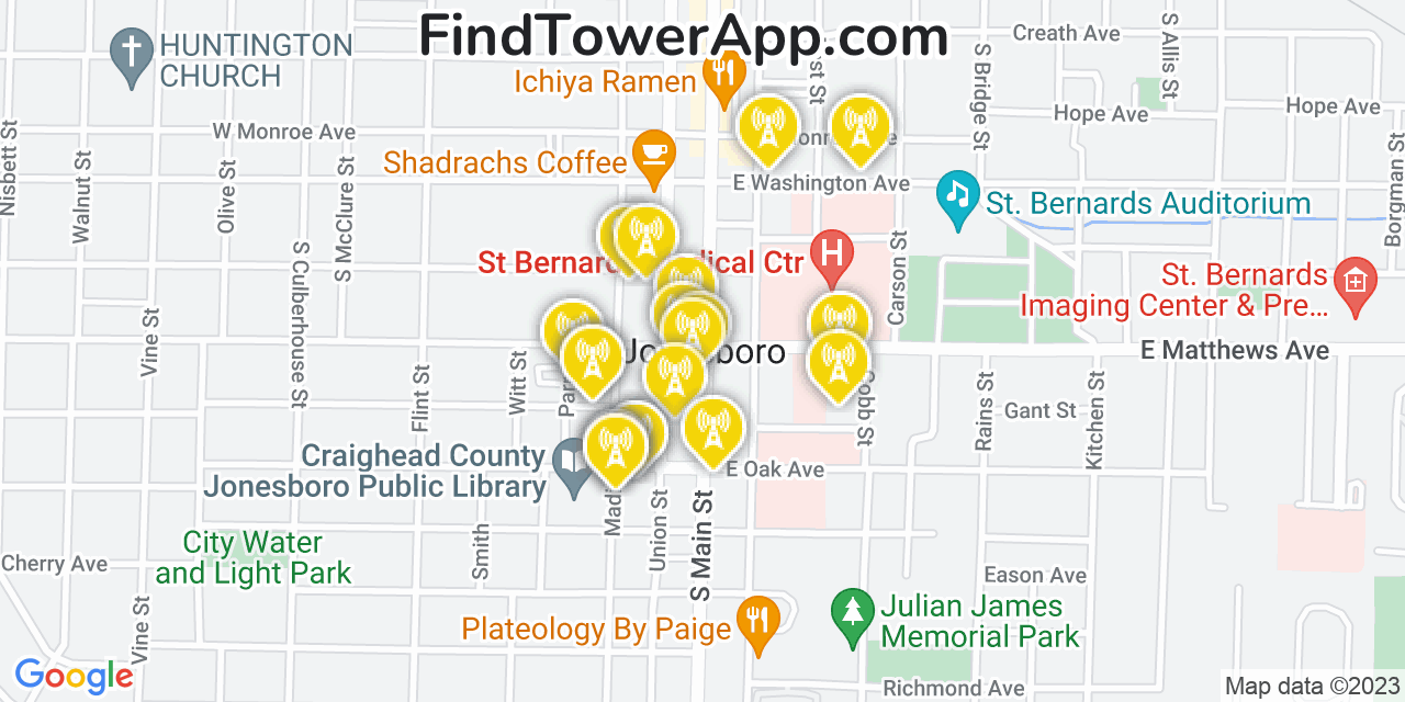 Jonesboro Arkansas Cell Tower Coverage Map