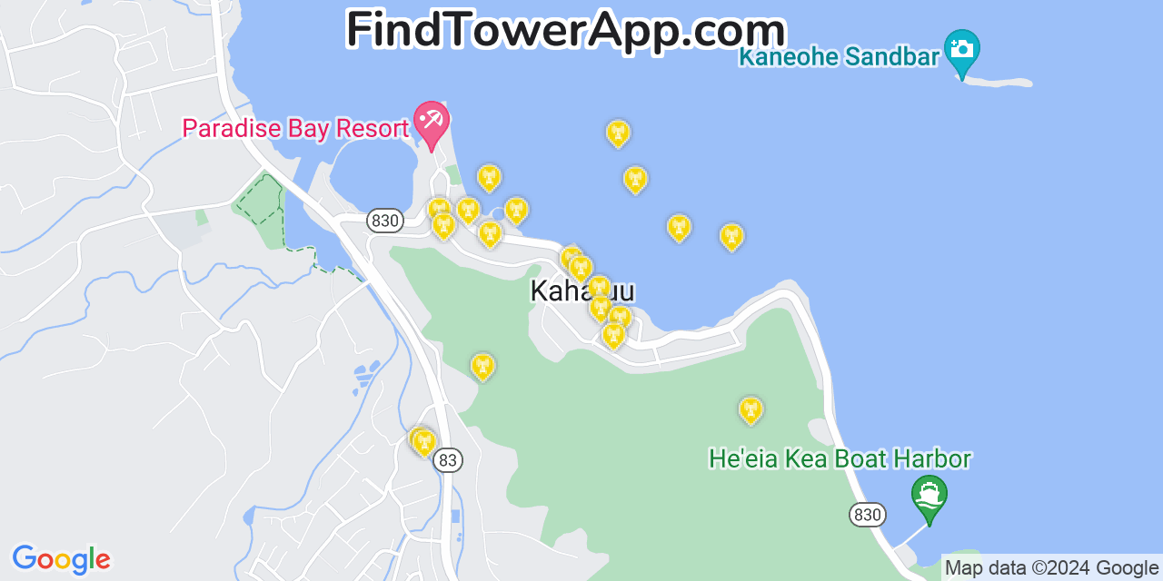 T-Mobile 4G/5G cell tower coverage map Kahalu‘u, Hawaii