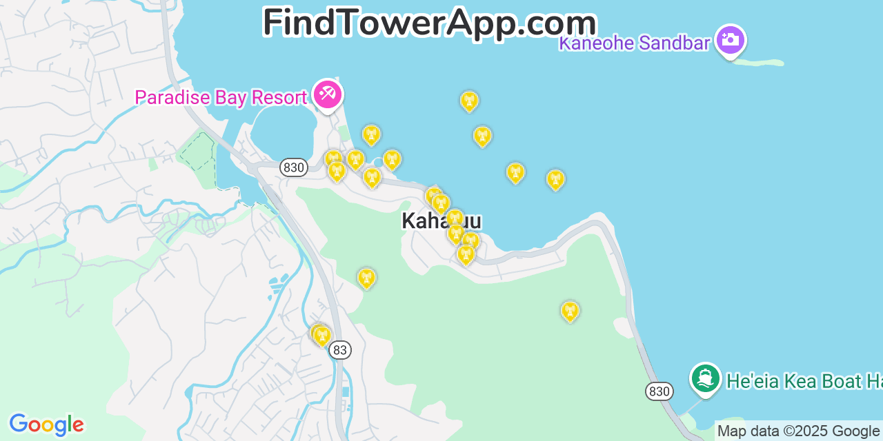 T-Mobile 4G/5G cell tower coverage map Kahaluu, Hawaii