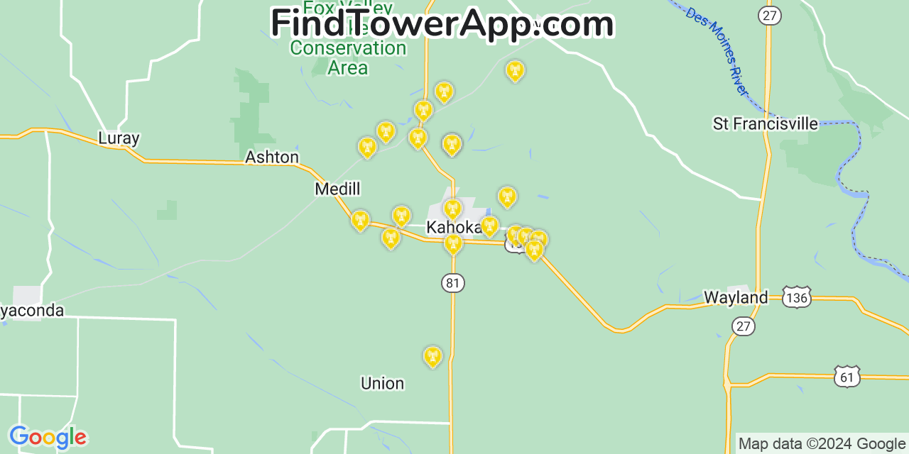 T-Mobile 4G/5G cell tower coverage map Kahoka, Missouri