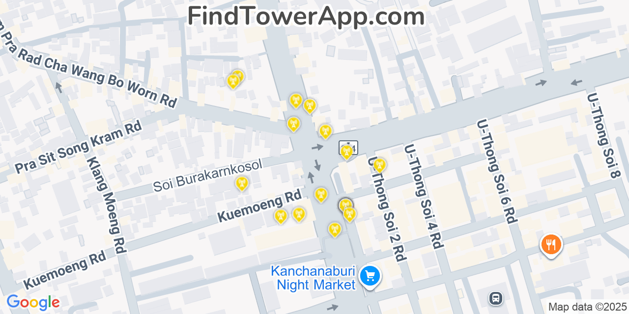Kanchanaburi Cell Towers, Thailand - FindTower App Coverage Maps