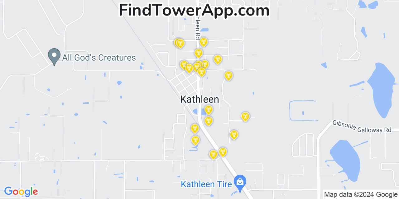 AT&T 4G/5G cell tower coverage map Kathleen, Florida