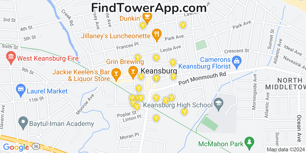 T-Mobile 4G/5G cell tower coverage map Keansburg, New Jersey