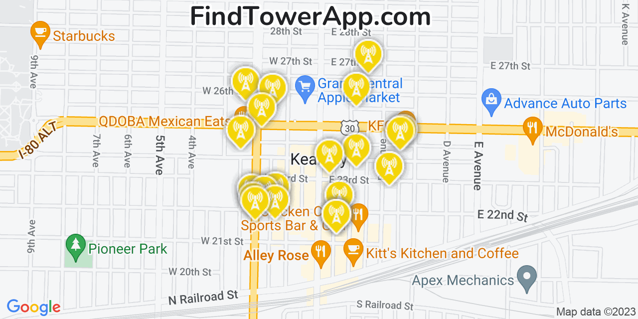 Verizon 4G/5G cell tower coverage map Kearney, Nebraska